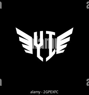 YI Monogram Logo geometric initial with wing shape style design template. Wing initial logo design isolated in black background Stock Vector