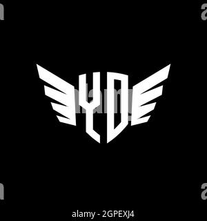 YO Monogram Logo geometric initial with wing shape style design template. Wing initial logo design isolated in black background Stock Vector