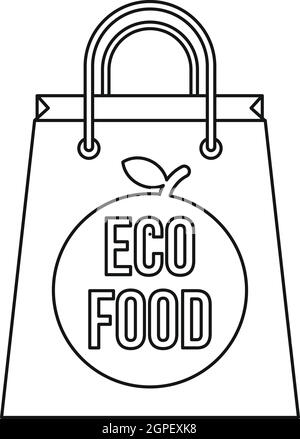 Paper bag with the inscription Eco food icon Stock Vector