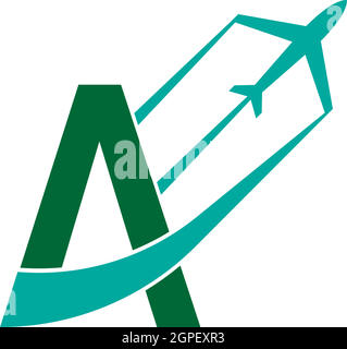 Letter A with plane logo icon design vector Stock Vector