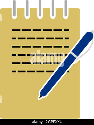 Notebook With Pen Icon Stock Vector