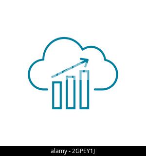 Cloud statistics line icon. ETL data transformation concept. Cloud computing with a graph. Data analytics idea. Search engine optimization SEO. Vector Stock Vector