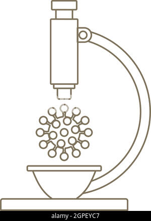 Research Coronavirus By Microscope Icon Stock Vector
