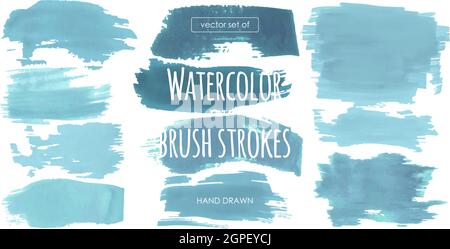 Water Paintbrush Set. Frames Collection. Abstract Grunge Splatter. Hand Drawn Strokes Texture. Isolated Paintbrush Stock Vector