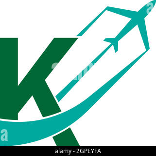 Letter K with plane logo icon design vector Stock Vector