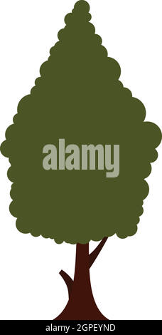 Green tree icon, flat style Stock Vector