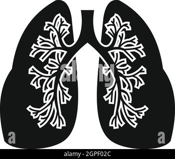 Lungs icon, respiratory system isolated monochrome vector. Internal ...