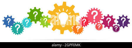 colored team work gears with light bulb idea Stock Vector