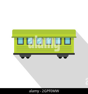 Passenger train car icon, flat style Stock Vector