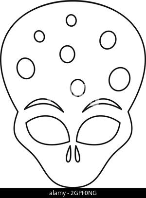 Alien icon, outline style Stock Vector