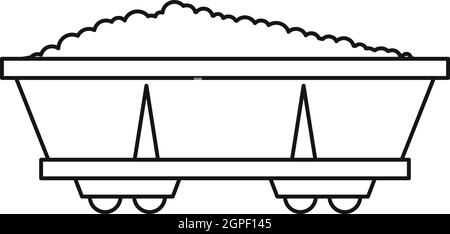 Coal trolley icon, outline style Stock Vector