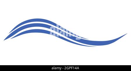 Sea ocean wave, wavy curved line symbol of summer vacation on the coast beach Stock Vector