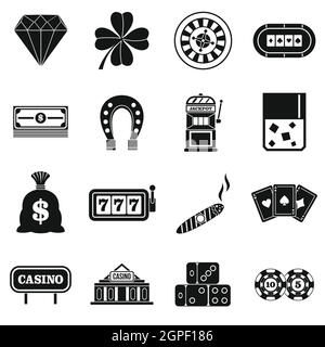 Casino icons set, simple style Stock Vector