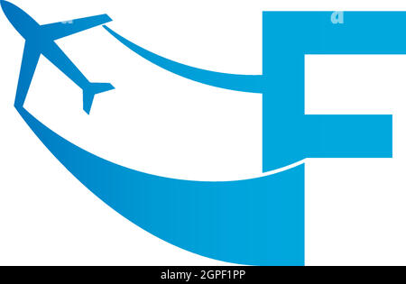 Letter F with plane logo icon design vector illustration Stock Vector
