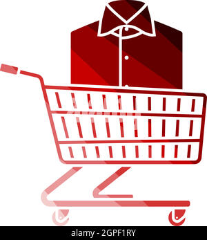 Shopping Cart With Clothes (Shirt) Icon Stock Vector