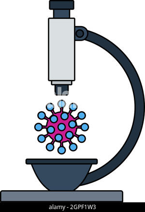 Research Coronavirus By Microscope Icon Stock Vector