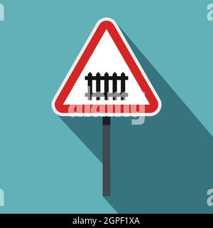 Railroad crossing sign icon, flat style Stock Vector Image & Art - Alamy