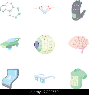 Computer latest devices icons set, cartoon style Stock Vector