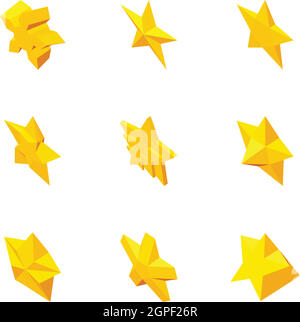 Star figure icons set, cartoon style Stock Vector