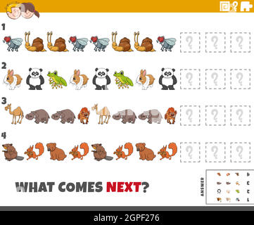 educational pattern game for children with cartoon animals Stock Vector