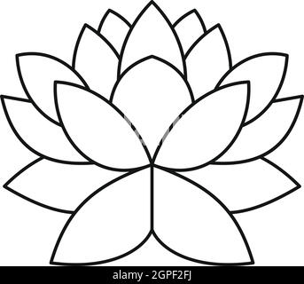 Lotus flower icon, outline style Stock Vector