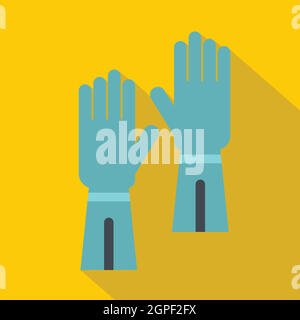 Rubber gloves for hand protection icon, flat style Stock Vector