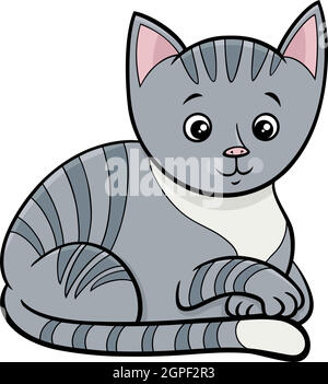 tabby cat or kitten cartoon animal character Stock Vector