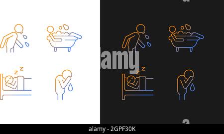 Human actions gradient icons set for dark and light mode Stock Vector