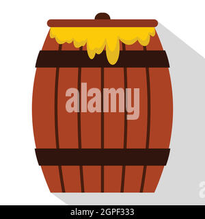 Honey keg icon, flat style Stock Vector