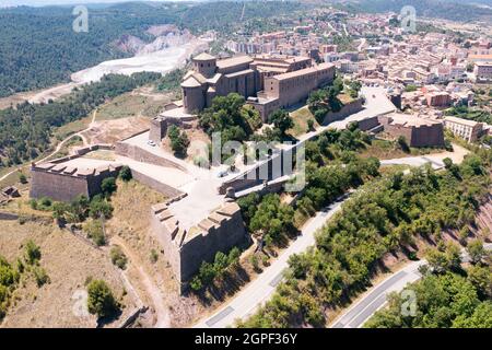 Panoramic view from drone on the Cardona castle. Catalonia, Spain Stock Photo