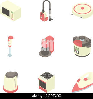 Kitchen electronic appliances icons set Stock Vector