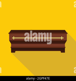 Coffin icon, flat style Stock Vector