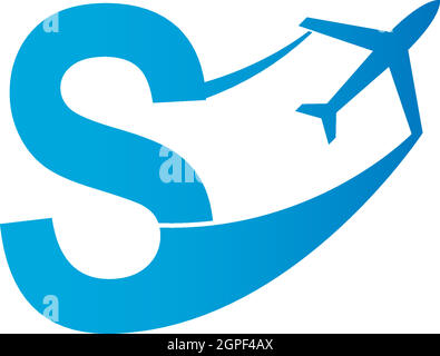 Letter S with plane logo icon design vector illustration Stock Vector