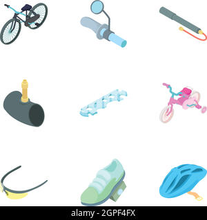 Bike icons set, cartoon style Stock Vector