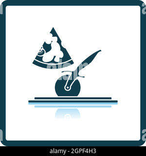 Pizza With Knife Icon Stock Vector