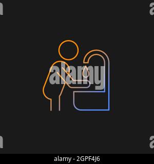 Wash hands gradient vector icon for dark theme Stock Vector