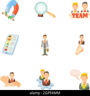 Work icons set, cartoon style Stock Vector