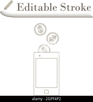 Golden Coins Fall In Smartphone Icon Stock Vector