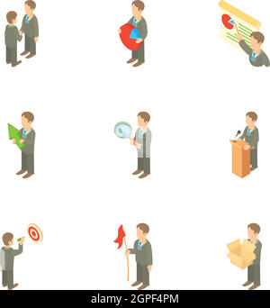 Time management icons set, cartoon style Stock Vector