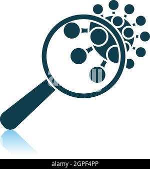 Magnifier Over Coronavirus Molecule Icon Stock Vector