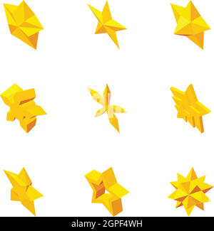 Star icons set, cartoon style Stock Vector
