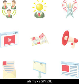 Internet connection icons set, cartoon style Stock Vector