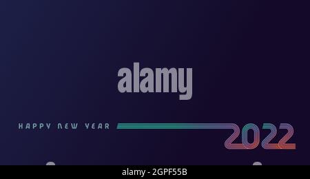 2022 creative logo colored gradient lines design Happy New Year. New Year vector greeting illustration with numbers 20 and 22 on blue background Stock Vector