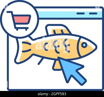 Online fish order RGB color icon Stock Vector