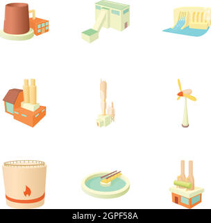 Production icons set, cartoon style Stock Vector