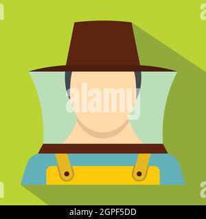 Beekeeper icon, flat style Stock Vector