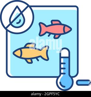 Freeze drying fish RGB color icon Stock Vector