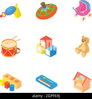 Kind of toys icons set, cartoon style Stock Vector