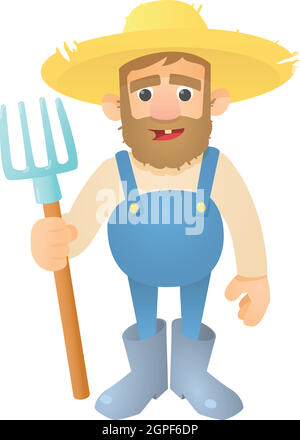 Farmer holding pitchfork isolated vector glyph icon. Graph symbol for ...