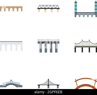 Wood bridge icon flat vector. Rope wooden bridge. Game path isolated ...